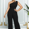 Summer New Vintage Chic Women's Fashion Sexy Sleeveless Single Shoulder Sling High Waist Commuter High Waist Straight Jumpsuit