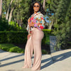 Women Imitation Silk Printed Casual Shirt Top Women Lantern Long Loose Blouse Female Clothes