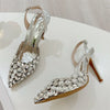 Eilyken Sexy Pointed Toe Women Pumps Elegant Crystal PVC Transparent Thin High Heels Slingback Party Prom Female Shoes