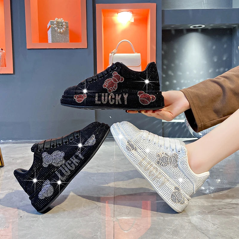 Luxury Women's Sneakers with Sparkles Shoes Woman Shoe Luxury Platform Woman-shoes Trainers Rhinestone Fashion Heels Casual Shoe
