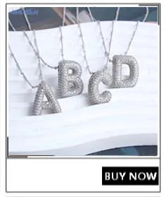 MHS.SUN High Quality Bubble Initial Necklace Letter A-Z Silver Color Zircon 26 Initial Balloon Pendant For Women Men Jewelry