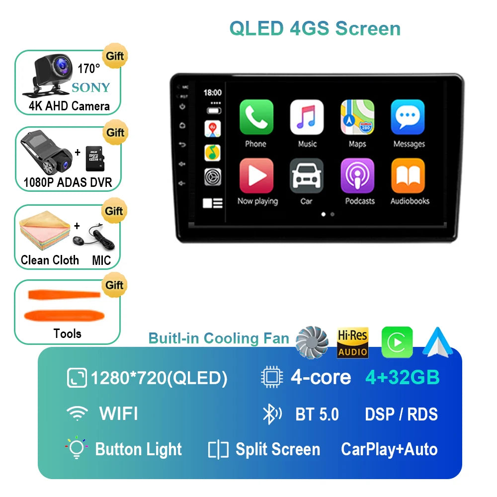 Android 14 For Audi A4 II 2 B6 III 3 B7 2000 - 2009 S4 2002 - 2008 RS4 2005 - 2009 Car Radio Multimedia Video Player Navigation