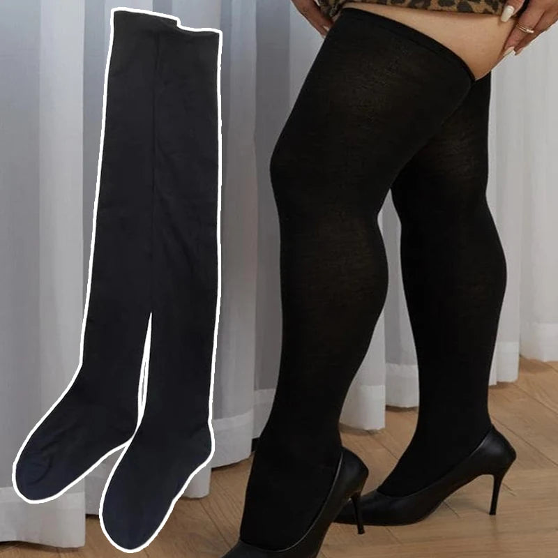 Sexy Black White Soild Color Long Socks Women Over Knee Thigh High Over The Knee Stockings Lolita Ladies Girls Warm Knee Socks