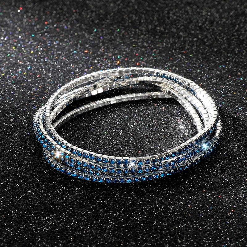 5Pcs/Lot Elastic Crystal Bracelets 2mm Charming Gold Color Crystal Rhinestones Metal Bangle Bracelet Jewelry DIY Gift