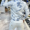 Trend Versatile Sping Autumn New Men O-Neck Graffiti Printing Contrast Color Fashion Luxury Casual Long Sleeve Sweatshirts Tops