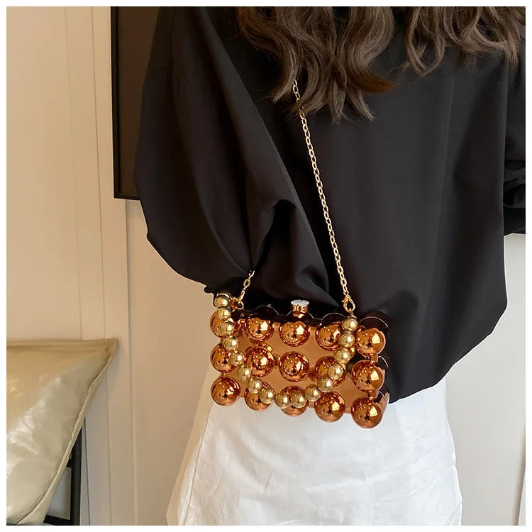 Mini Gold Chain Crossbody Bags for Women 2024 Y2K Korean Fashion Lady Evening Party Shoulder Bag Handbags and Purses