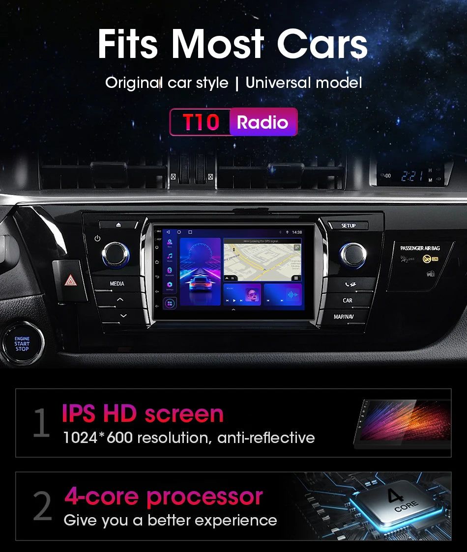 Universal 7 9 10″ 2 din Android 12 Car Radio Multimedia Video Player For Nissan Kia Honda Toyota Volkswagen 4G DSP Carplay Auto