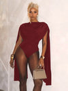 Joskaa Chic and Elegant Tassel Swing Collar Bodysuit Women Hipster Sexy One Piece Rompers 2025 Spring Midnight Party Club Tops