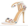Summer Women Roman High Heels Rivets Studded Sandals Stiletto Gladiator Pumps Open Toe Luxury Shoes Hollow One-word Buckle 267-2