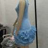 Znaiml Women Blue Stretchy Mini Dresses With Pearls Ruffles Trimmed Bottom Sexy Sheath Short Guest Birthday Party Wedding Gowns