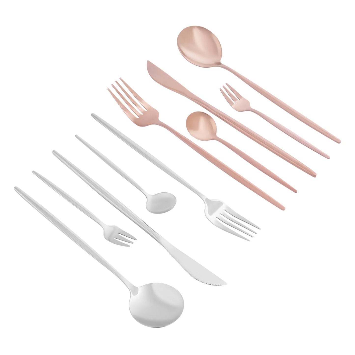 24Pcs/90Pcs Flatware Set Stainless Steel Silverware Utensil Kitchen Tableware Forks Knives Spoons Cutlery for Home Restaurant