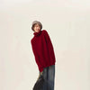 Turtleneck 100% cashmere sweater women loose thickening age reduction niche vintage red crewneck sweater women long sleeves