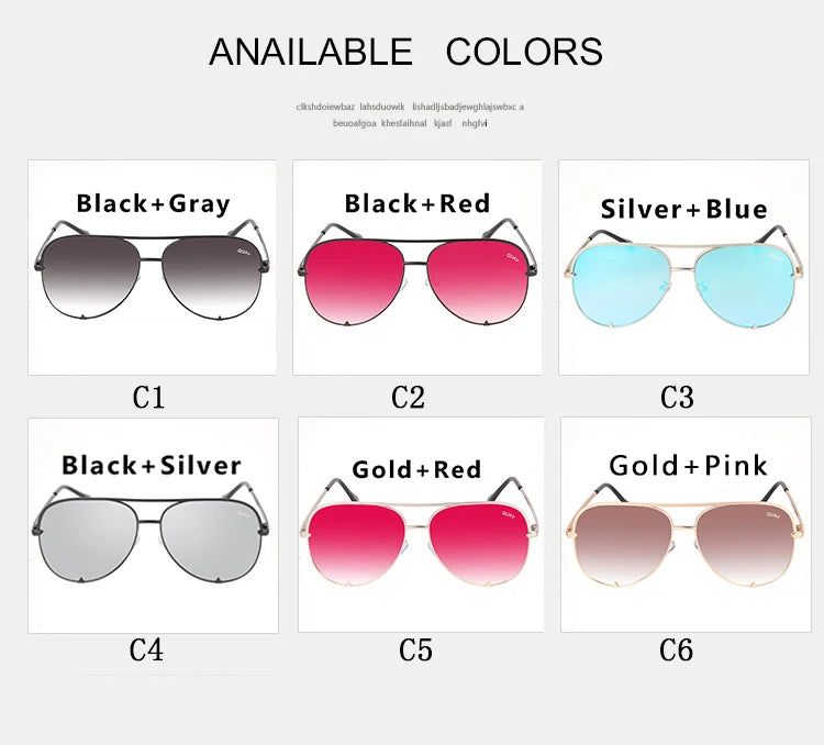 Quay Sunglasses Women Brand Designer Mirror Pilot HIGH KEY Sunglasses UV400 Women's Eyewear Ladies Shades Female