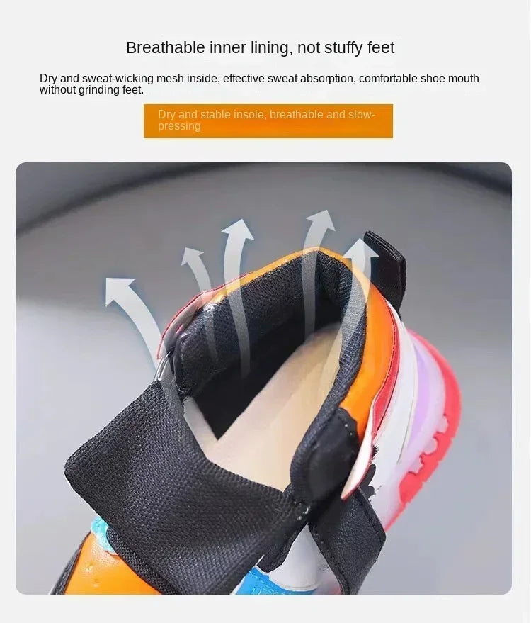 Disney Children's Sneakers Boys Girls Mickey Led Light Sport Shoes Student Shoes Hook Anti-slip Kids Outdoor Shoes Basket Shoes