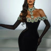 Summer Bandage Dress 2024 Women Celebrity Sexy Diamonds Crystal Black Maxi Long Bodycon Elegant Evening Club Party Dress