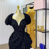 CM.YAYA Summer Women Lantern Short Sleeve Side Split Ruched Midi Mini Dress 2025 Fashion Sexy Night Club Party Dresses Vestidos