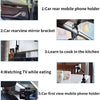 Rearview Mirror Phone Holder 360° Rotatable and Retractable Car Phone Mount Multifunctional Rear View Mirror Holder for All Car