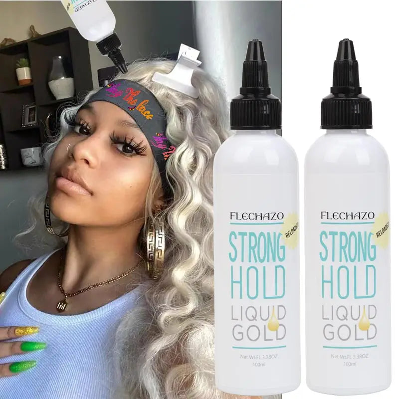 Clear Liquid Gold Lace Wig Glue For Bald Cap Beginner Friendly Strong Hold Lace Adhesive Gel Hair Bond And Wig Cap Easy To Apply