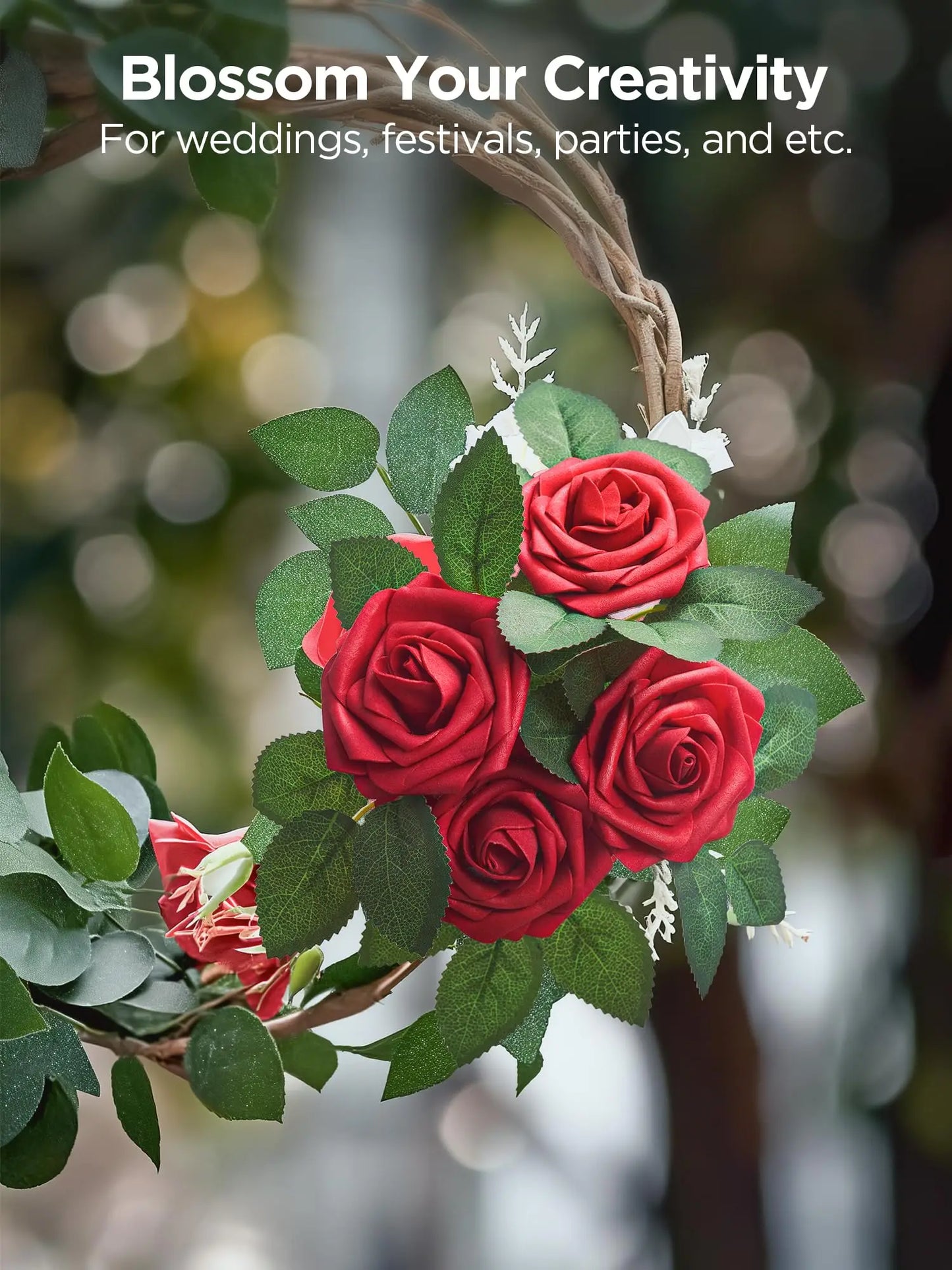 50-200PCS Artificial Roses Flowers Foam Flowers with Stems Fake Roses for DIY Wedding Bouquets Centerpieces Valentine's Day