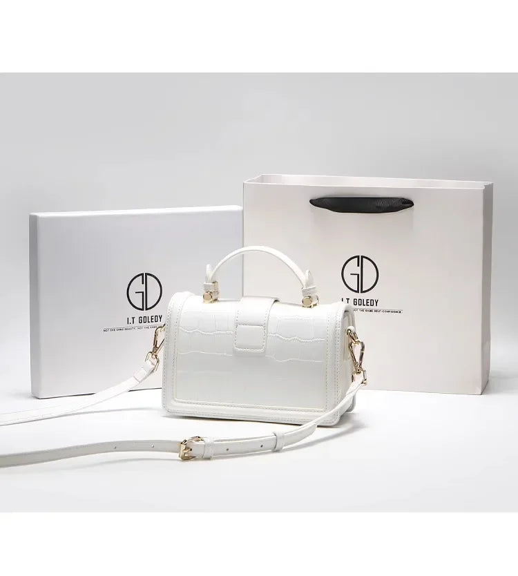 Luxury Designer Bags with High Quality Alligator Printing Leather and Delicate Metal Design Women's Portable Shoulder Bag