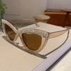 Flower Cat Eye Retro Rhinestones Sun Glasses for Women Elegant Fashion Men Trend Brand Designer Outdoor Party Shades Eyewear
