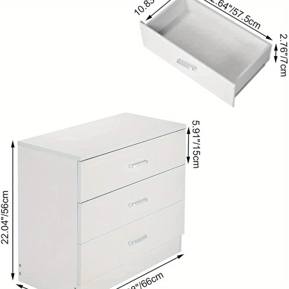 3 Drawer Chest Dresser Storage Tower Closet Organizer Unit Bedroom Home White