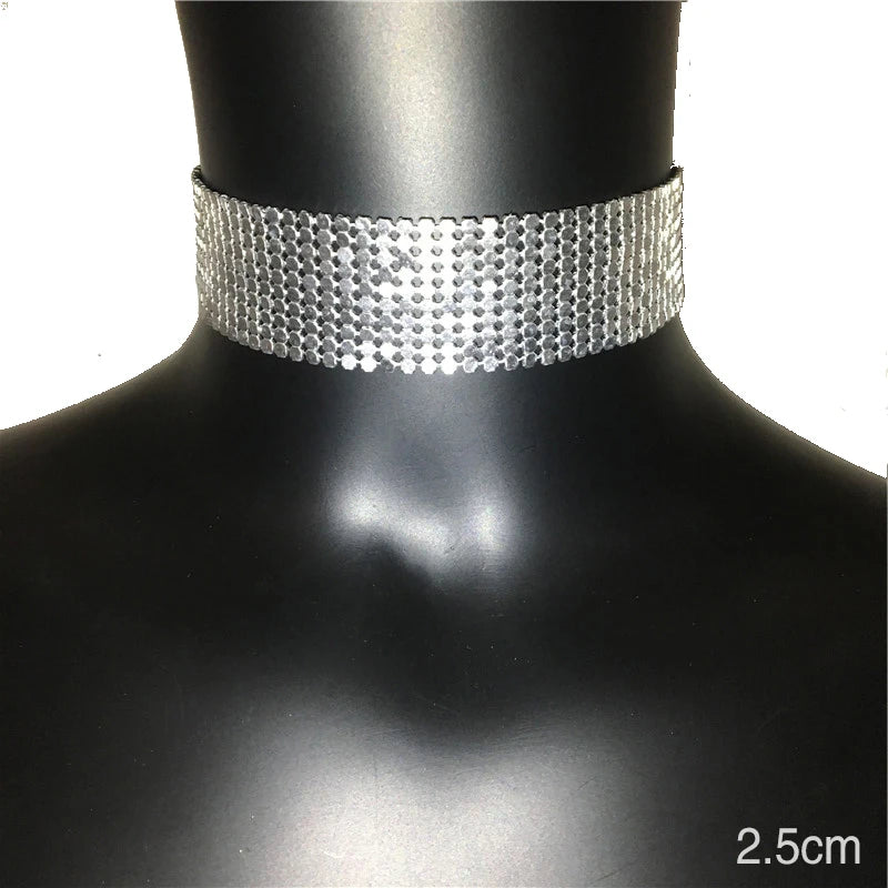 Fashion Metal Sequins Chokers Necklace Jewelry Women Statement Choker Wedding Necklace Jewelry Accessories For A Gift