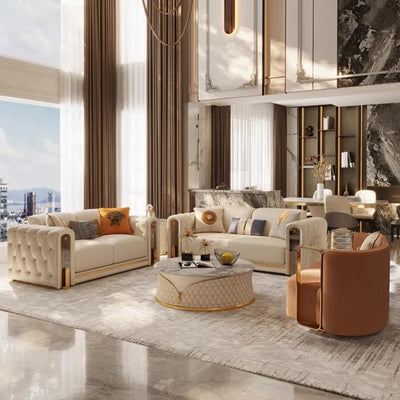 Elegant Luxury Modern Sofa Designs Royal Set Designer Leather Sofa Lounge Loveseat Divano Soggiorno Living Room Furniture