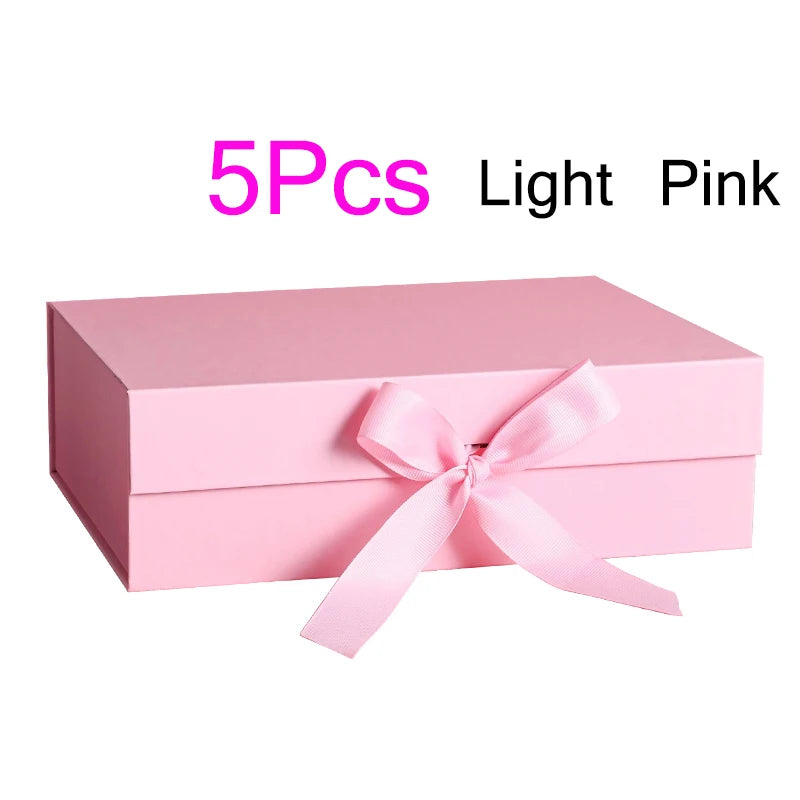5Pcs Gift Box With Lid Personalized Bridesmaid Groomsmen Proposal Box With Ribbon Present Packaging Box Wedding Boxes
