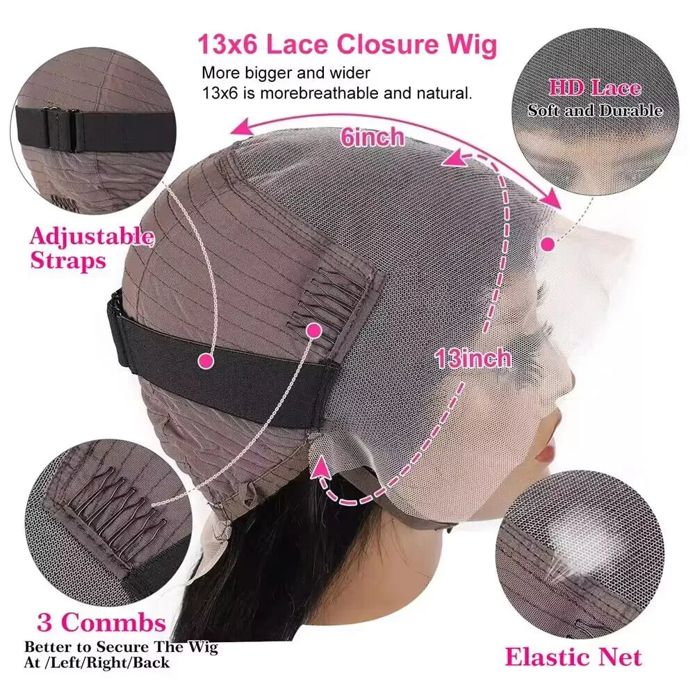 Highlight Green Colored 6X4 Lace Closure Wig Pre Plucked Glueless Human Hair Wigs For Women 200% Body Wave 13x4 Lace Frontal Wig