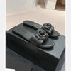 2025 Spring/Summer New Beach Vacation One Word Open Toed Flat Bottom Outerwear Camellia Slippers for Women