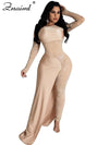 Znaiml Luxury Women Long Sleeve Sheer Mesh Patchwork Skinny Night Party Club Romper Overalls Birthday Sexy Rhinestone Jumpsuits