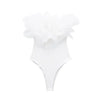 Willshela Women Fashion Ribbed Bodysuit With Organza Ruffle Vintage High Elastic Sexy y2k Female Chic Lady Tops body femme