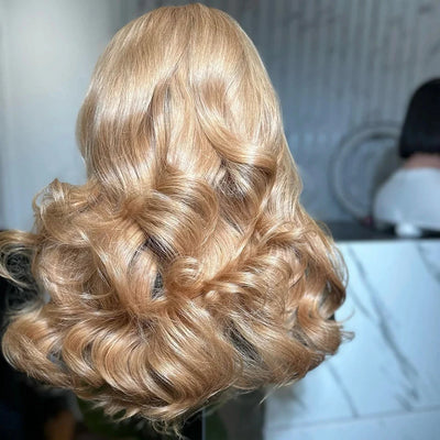 Synthetic Lace Front Wigs Ash Blonde Wavy Wig Soft Synthetic Hair Wig Frontal Lace Wigs Cosplay Daily Use Party Wigs