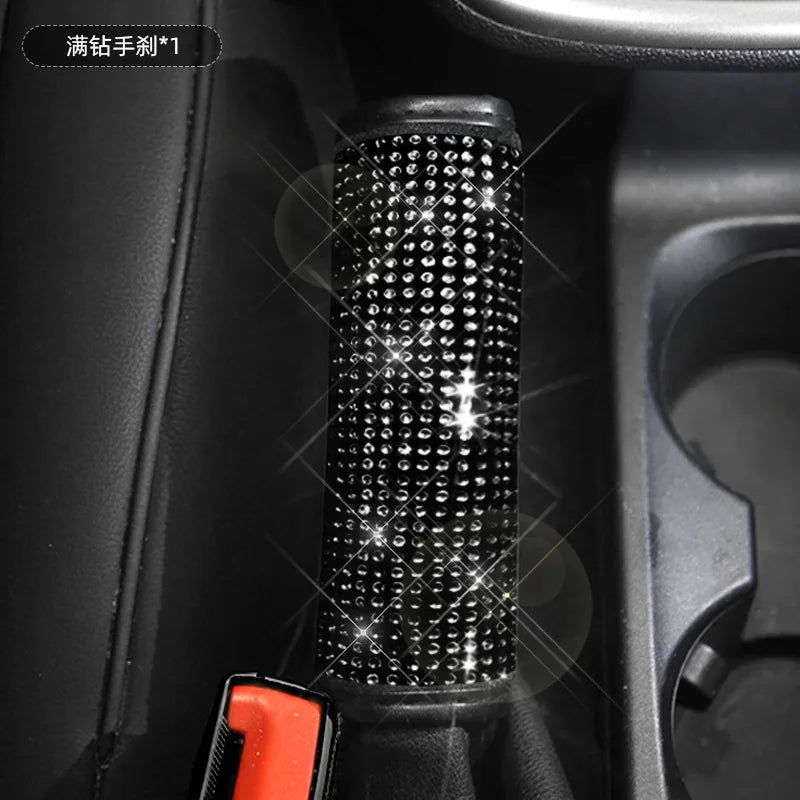 Black Diamond Crystal Car Gear Shift Cover Rhinestone Auto Shifter Hand Brake Cover Bling Car Interior Accessories Decorate