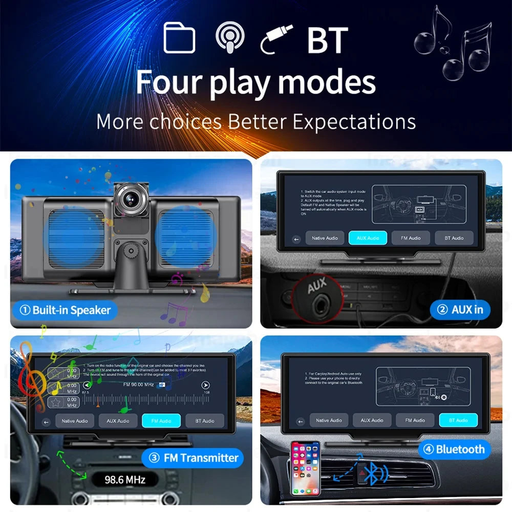 LEHX LP10Pro 10.26" DashCam Car DVR 4K Dual Len Recorder Carplay Android auto Ai Screen Dash Cam GPS Navigation Dashboard