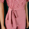 Elegant Jumpsuits & Rompers for Women O Neck Lace Patchwork Short Sleeve Sashes High Waisted Luxury Birthday Party Dinner Outfit