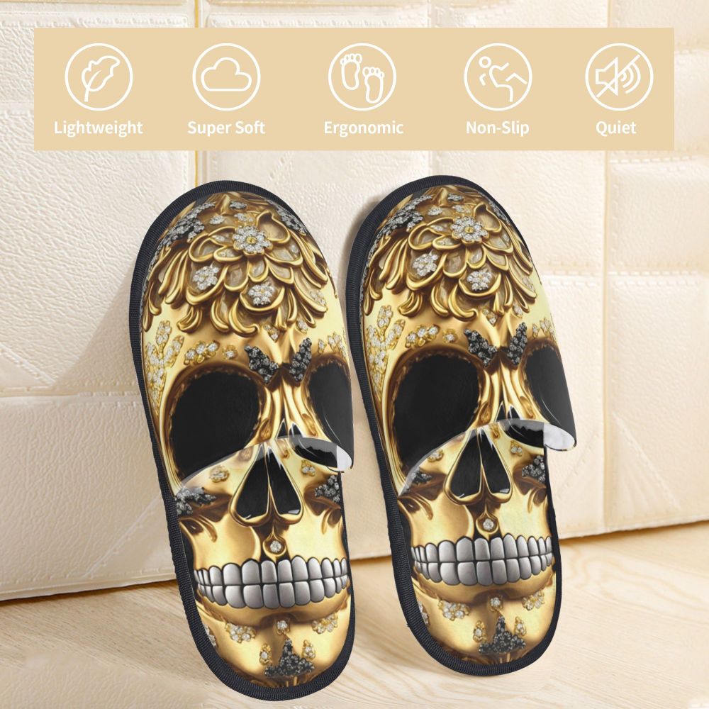 Custom Queen Of Absolutely Everything Gold Baroque Soft Memory Foam House Slippers Women Comfy Warm Anti-skid Sole Slipper