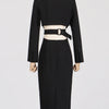 TWOTWINSTYLE Solid Hollow Out Patchwork Belt Blazers For Women Notched Collar Long Sleeve Spliced Single Breasted Blazer Female
