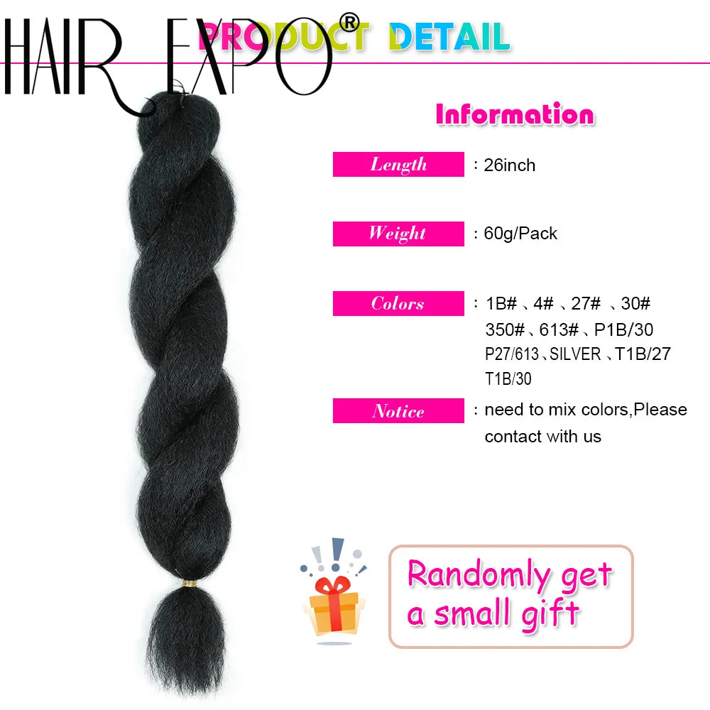 26Inch Vixen Crochet Bulk Hair Synthetic Jumbo Braids Fluffy Yaki Straight Crochet Hair Afro Kinky Curly Braiding Hair Extension