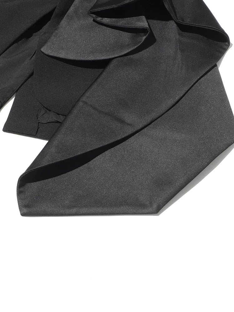 TWOTWINSTYLE Solid Spliced Bowknot Hollow Out Blazer For Women Notched Collar Long Sleeve Tunic Temperament Blazers Female New