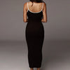Kliou strap backless sexy bodycon midi long dress new women high waist cotton striped dresses elegant fashion party clothes
