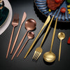 30Pcs Black Gold Dinnerware Set Stainless Steel Dinner Knife Fruit Fork Spoon Cutlery Set Kitchen Tableware Silverware Sets