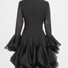 TWOTWINSTYLE Women's Dress Irregular Pleated Patchwork Fashion Long Lantern Sleeve Waist Cinching Mini Dresses 2024 New Clothing