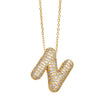 FLOLA Chunky Clear Crystal Initial Necklaces For Women Bubble Letter Necklace Custom Name Jewelry Birthday Gifts nkeb798