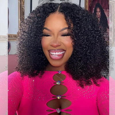 100% Glueless Wigs Human Hair Wigs Ready To Wear Bleached Knots 6x4 Pre Cut HD Transparent Wear And Go Wigs Kinky Curly 210%