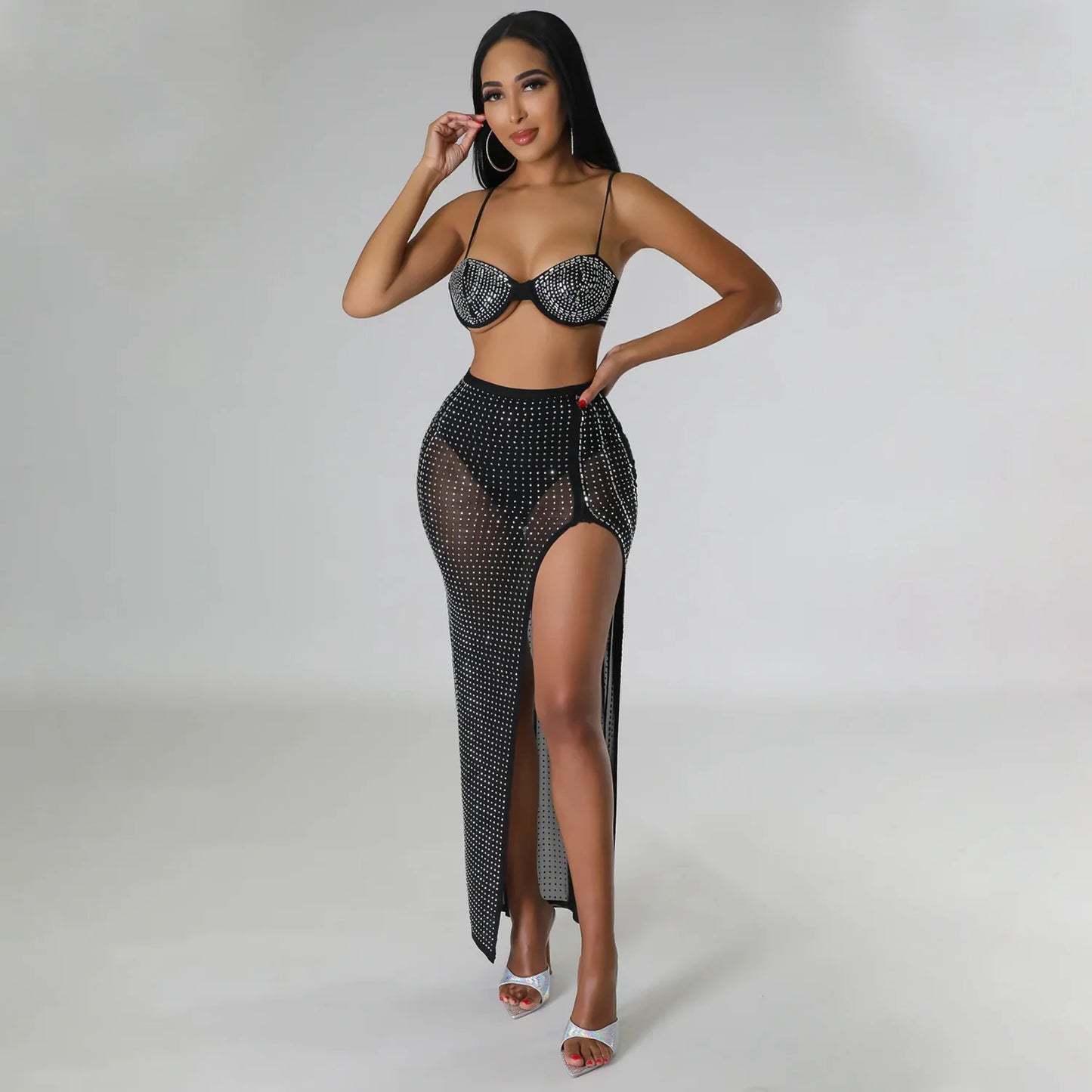 High Waist 2 Piece Bikini Set With Cover Up 2022 Swimsuit Women Print Sleeveless Bathing Suit Beachwear Swimming Biquini New