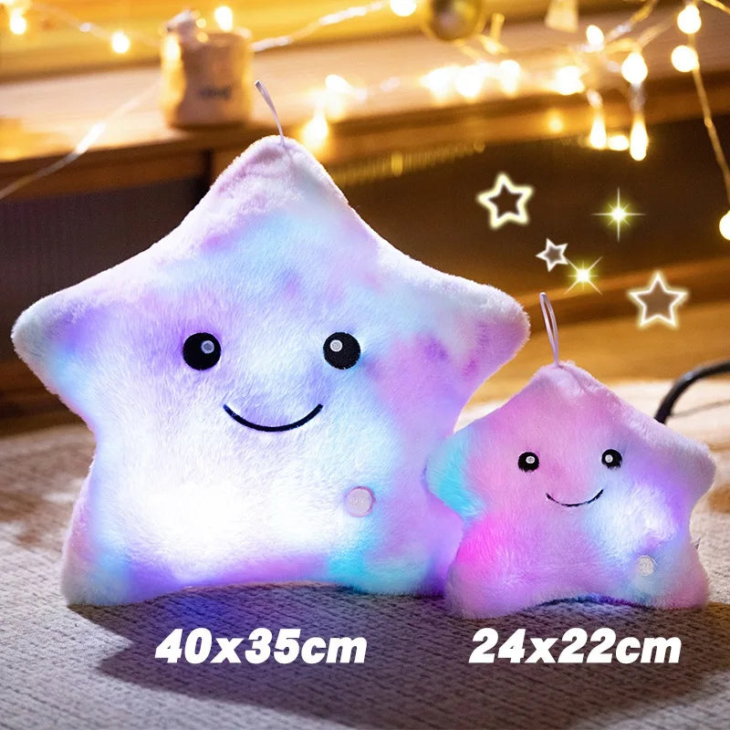 24*22CM Luminous Five-pointed Star Plush Toys Glowing Star Stuffed Soft Doll Pillow Nice Halloween Xmas Gifts