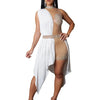 Znaiml Sexy Nightclub One Piece Outfit Romper Playsuit Women Birthday Diamonds Rhinestones Mesh Streamer Side Irregular Jumpsuit