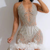 Sexy elegant black white slip sequin summer dress women birthday party club dress see through mesh midi evening dresses vestido